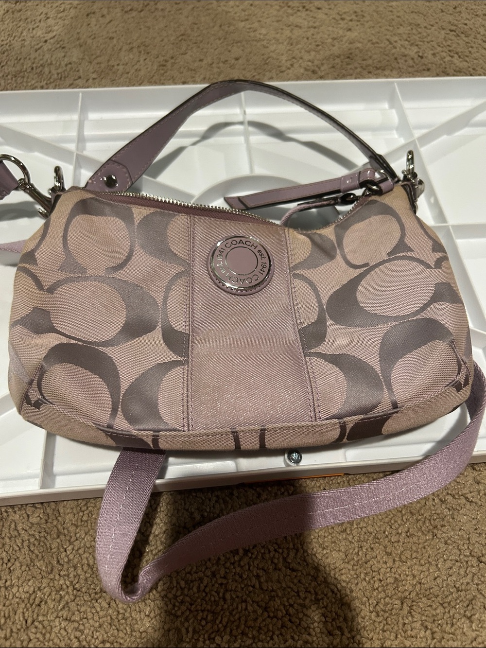 Coach Signature Small Shoulder Bag in Lavender #F19218
